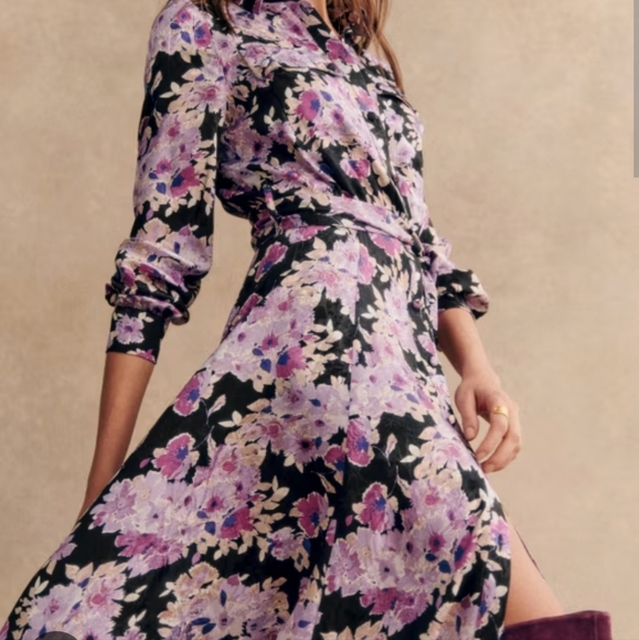 Sezane Dress Floral Purple Size 10 NWT - Picture 2 of 13